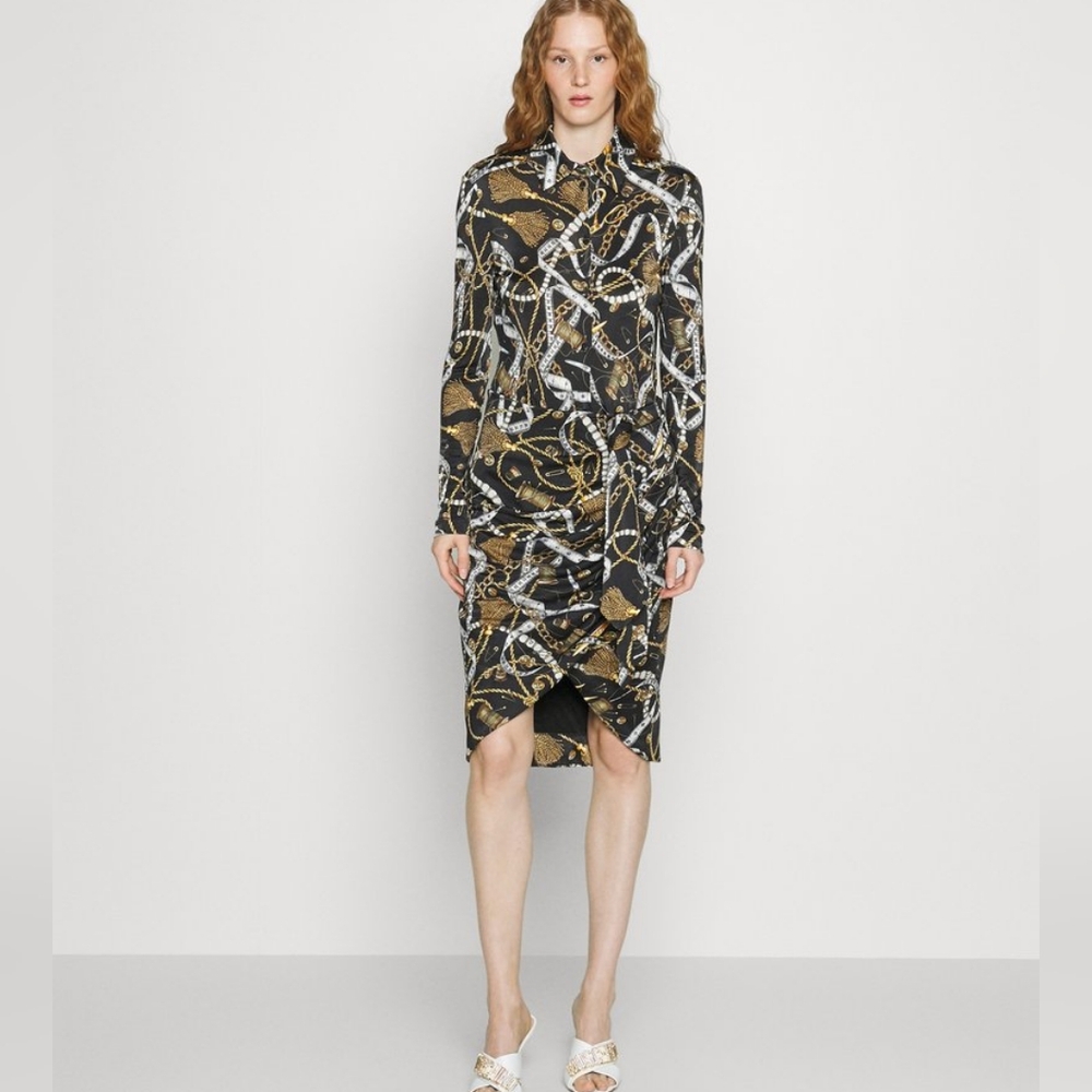Moschino Monogram Silk Dress Sz 0